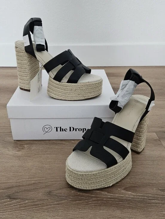 The Drop Bea Black Espadrille Platform Sandals Size 8