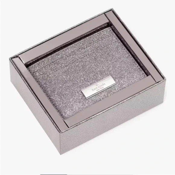 KATE SPADE NIB KENSIE GLITTER SLIM CARD CASE-Sealed Box