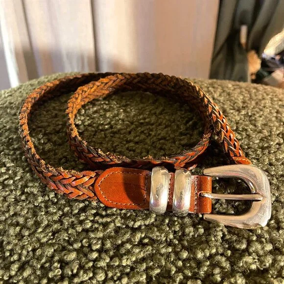 Simple brown braided belt retro style‎ 80s classic caroline bissette diana M/L