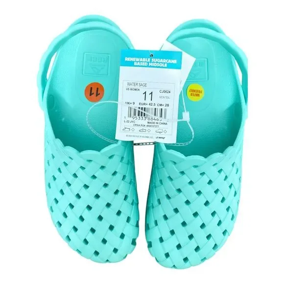 Reef Water Sage Woven Platform Clogs Sustainable Sandals‎ Women's Size 11