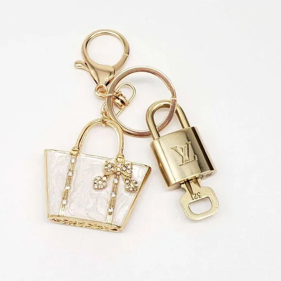 Authentic Louis Vuitton Gold Padlock 🔒 Key Set w/ Unbranded Bag Charm