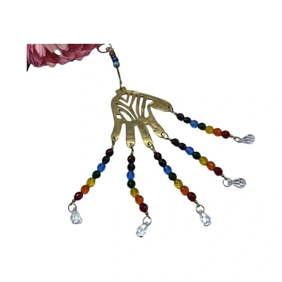 Hansa Brass Keychain Rainbow Beads