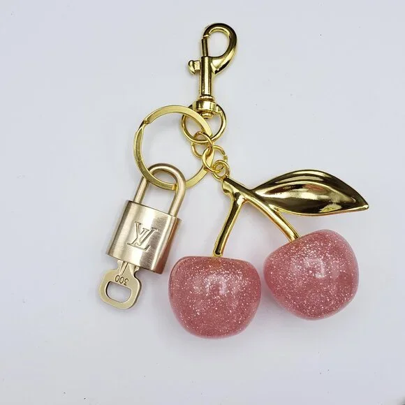 Authentic Louis Vuitton Lock & Key with Unbranded Apple Charm, Keychain 020426