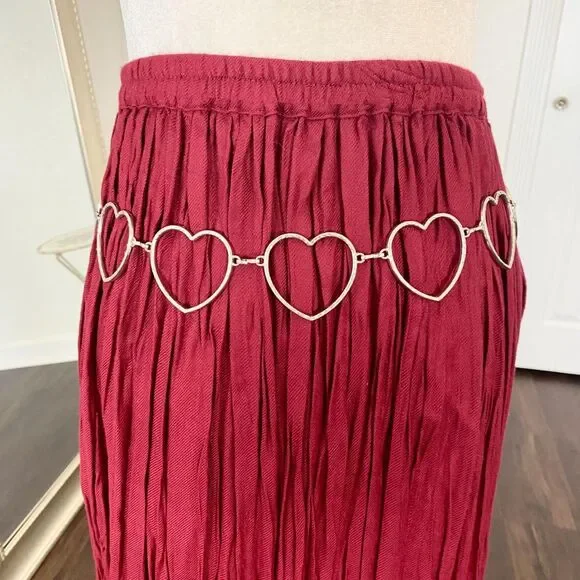Early 2000's Y2K Silver Heart Chainlink Waist Belts OS 39 - 49 
