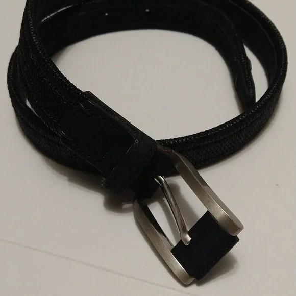 Unisex Black Textured Adjustable Tweed Look Belt Size 26-30 #W-784