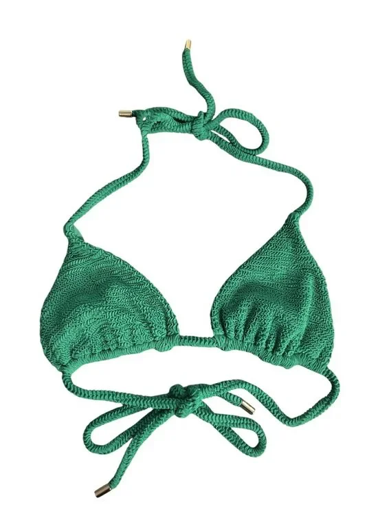 MONDAY Swimwear Palma Bikini Top in Palm Green Crinkle