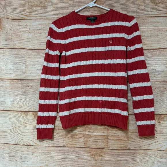 Lauren‎ Ralph Lauren Cable Knit Long Sleeve Sweater Size Small FLAWED