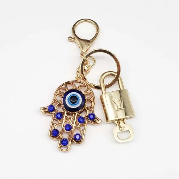 Louis Vuitton Gold Padlock 🔒Key Set Authentic LV w/Unbranded Evil Eye Keychain