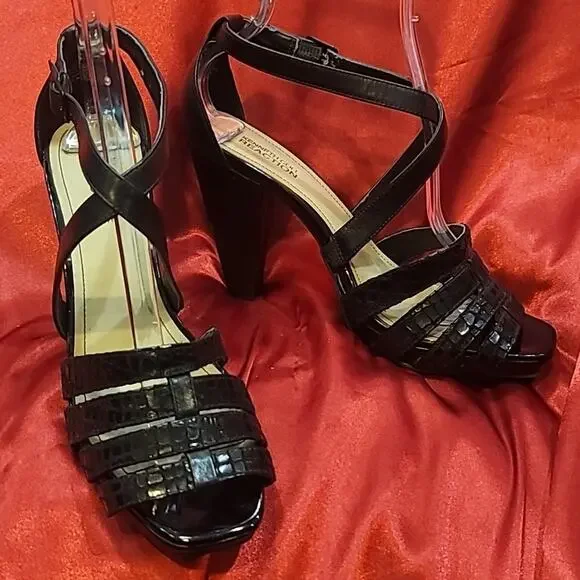 KENNETH COLE sz8 Fish N Chips strappy platform block heel