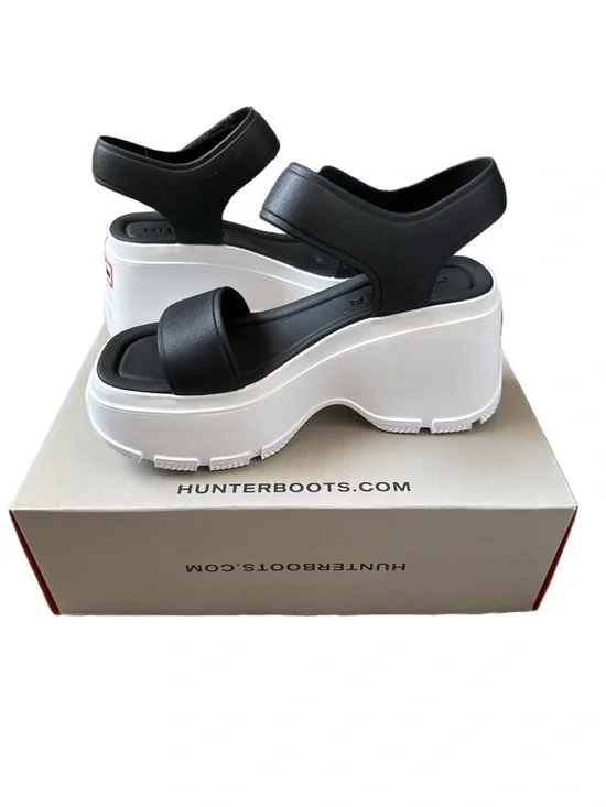 Hunter Abel Platform Wedge Sandals Black
