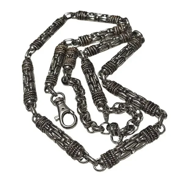 Silver Metal Weave Design Chain Links Belly Chain Heavyweight Belt Silver Tone