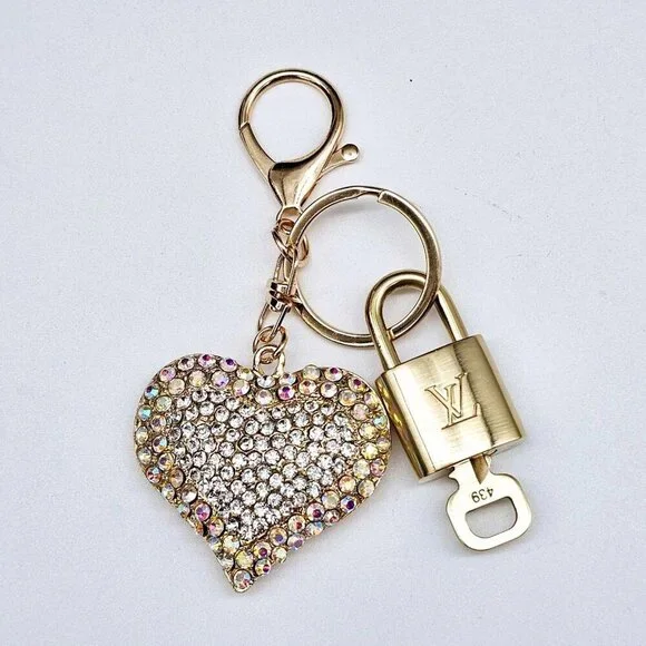 Authentic Louis Vuitton Lock & Key with unbranded Rhinestone  Bagcharm, Keycharm