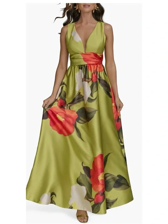 NWT Donna Karen New York Floral Print Sleeveless A Line Summer Citro Dress 4
