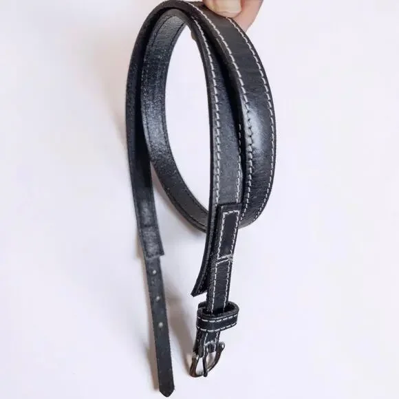 Gap Genuine Leather Skinny Contrast Stitch Belt Black Small