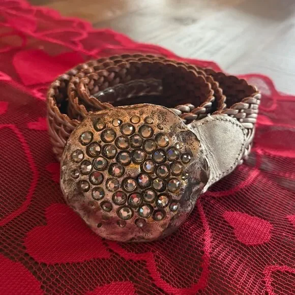 Rhinestone and Woven Belt