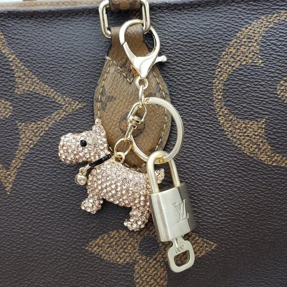 Louis Vuitton Authentic Gold Lock & Key 🔑 Bag Charm + Unbranded Dog Keychain