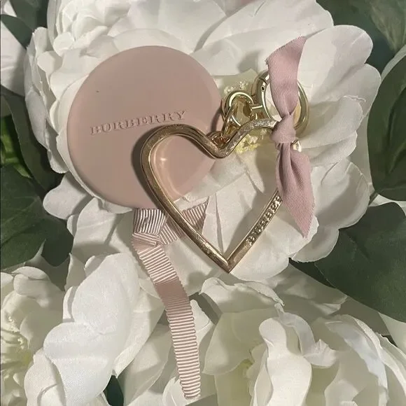 Burberry Pink Heart Keychain And Burberry Pink Mirror