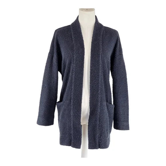 Modern Bohemia Marine Layer Birdseye Cardigan Women’s M Navy Open Knit Cotton...