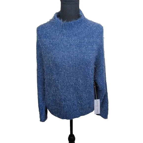 Anthropologie Bishop + Young Sweater Blue Eyelash Pullover Knit Oversized Small