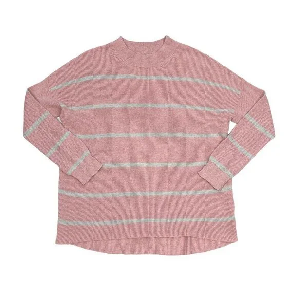American Eagle Pink Striped Jegging Fit Pullover Mock Neck Sweater