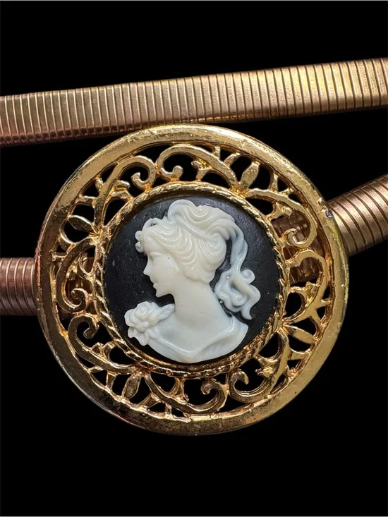 Vintage Cameo Gold Stretch Snake Belt