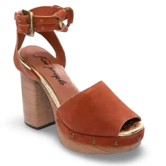 Free People Justine Platform Sandals Size 40 EU | 10‎ US Suede Boho Hippie Chic