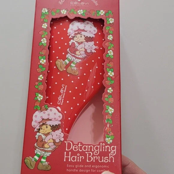 NEW STRAWBERRY SHORTCAKE By‎ Celavi  Red Florals DETANGLING HAIR BRUSH