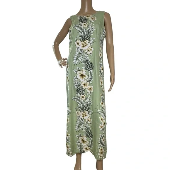 Hawaiian Reserve Collection vintage green maxi dress Large