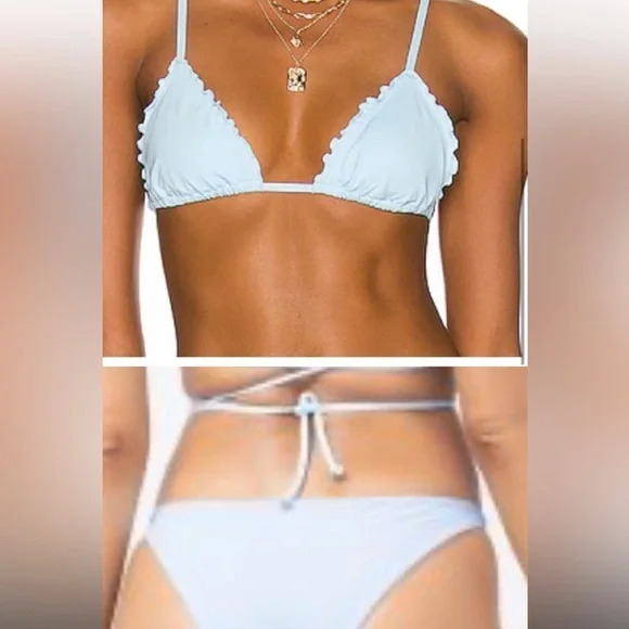 L*Space NWT Sky Blue Maggie Bikini Top + Camacho Bottom Classic Swimsuit‎ XL