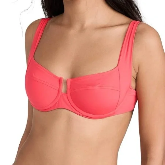 NWOT L*Space Hot Cherry Camellia bikini top XS