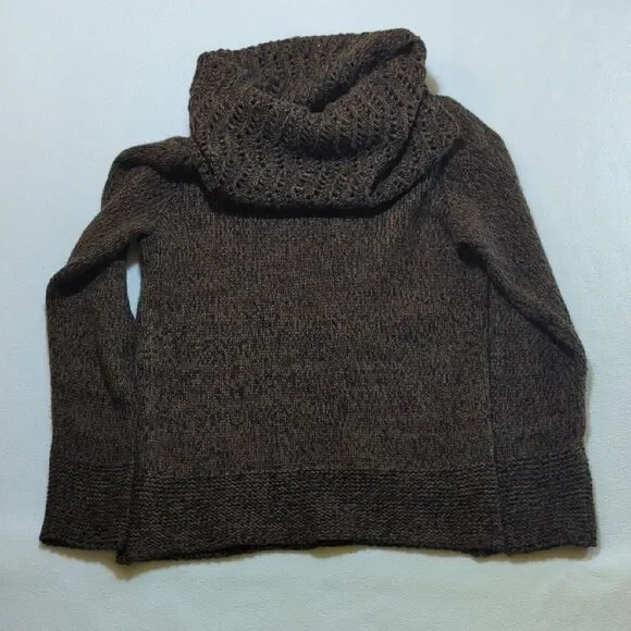 Cozy Chunky Neck Brown Knit Turtleneck Sweater Earthy Boho