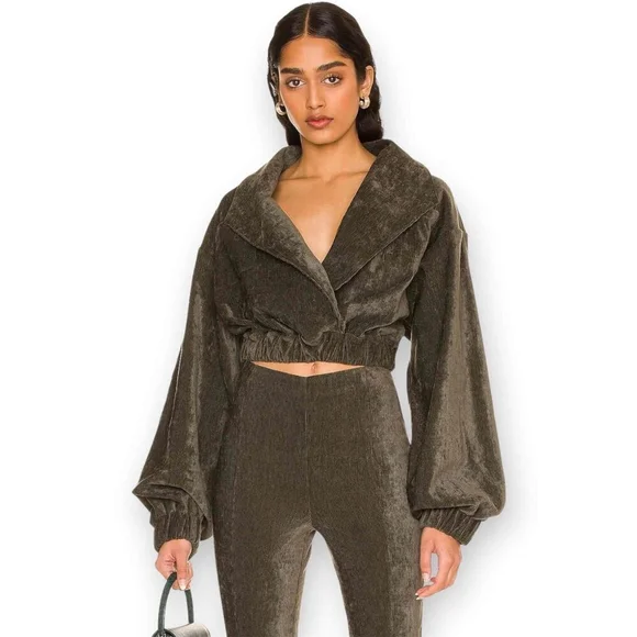 Tularosa Phyllis Jacket Olive Green Corduroy Cropped Size XS fits S