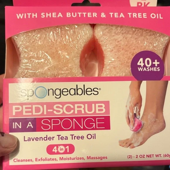 Pedi-Scrub In A Sponge - Bright Pink 2-Pack