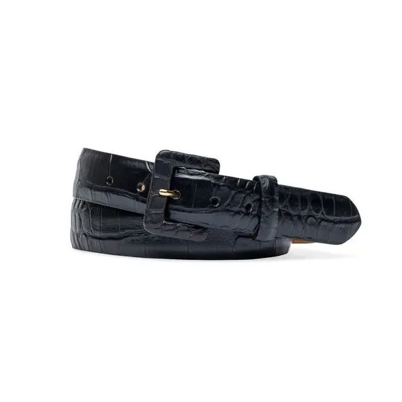 W.Kleinberg Black Croc Embossed genuine leather belt