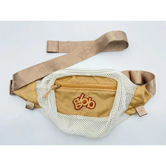 Glob Primary Flux Mesh Waist Pack Tan White Belt Bag Adjustable‎ Strap Ripstop