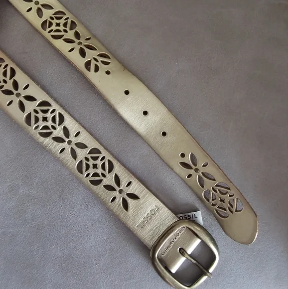 Fossil leather floral golden bohemian chic‎ belt