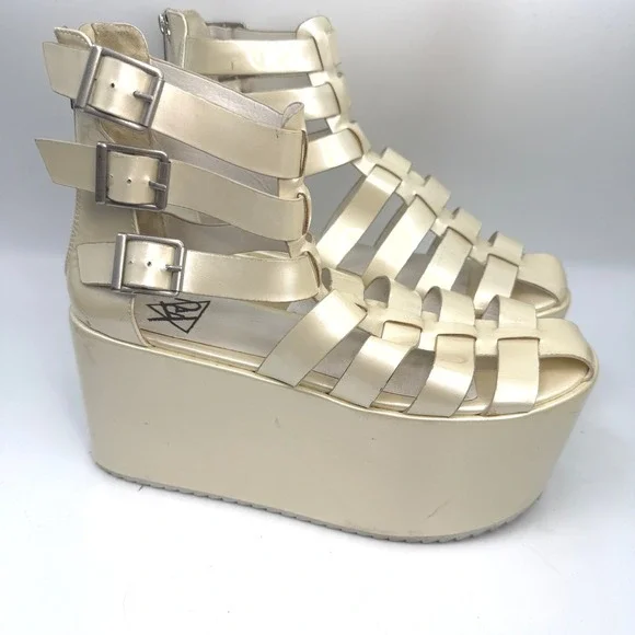 YRU Odyssey Mega Platform‎ Gladiator Sandal Womens 10 Rave Y2K Futuristic Goth