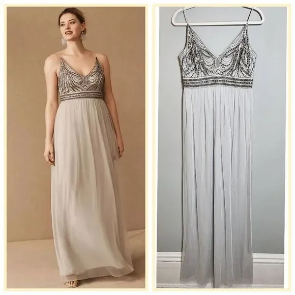 BHLDN NWOT Vilette Maxi Gown | Flowy Chiffon Lined Skirt | Size 6 | Romantic