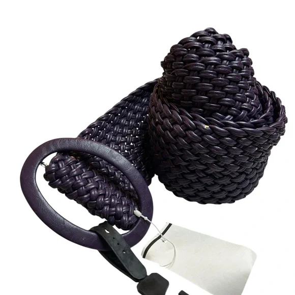 Purple Woven Belt Wide Waist Hip Vintage Fashion Statement Boho Chic y2k NWT 51”