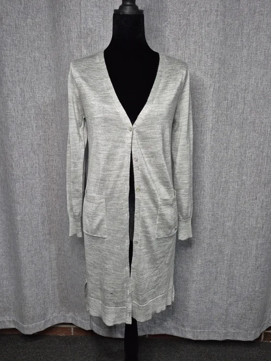EXPRESS Gray Longline Button Front Cardigan Sweater Size S/P