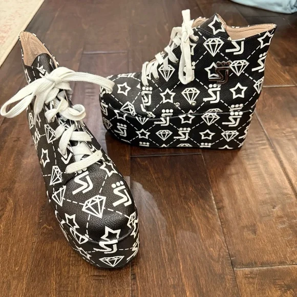 Shane Justin Platform Leather Lace Up Sneakers size 39 Rave Club Party Y2K