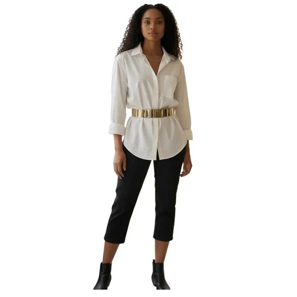 Womens Gold‎ Tone Metallic Bar Elastic Waist Belt Accent Accessory