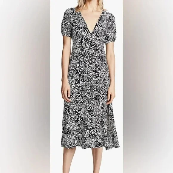 Free People Looking For Love Midi Dress Black & White Size 8