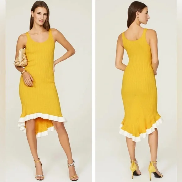 Esteban Cortazar x RTR Sunflower Yellow Knit Dress sz: M (hi-low)