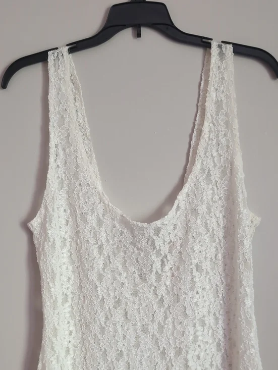 90s Vintage Victoria's Secret Gold Label Sheer Ivory Lace Maxi Dress Size Large