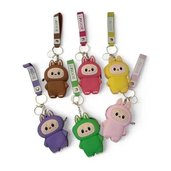 LABUBU Silicone Squishy Coin Purse Keychain. You Pick The Color. New