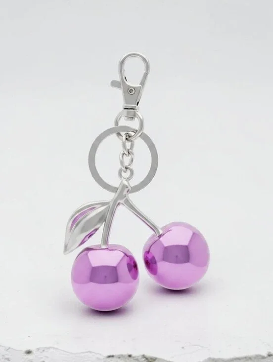 Nwt Sassified Boutique Matallic Pink  Cherry Keychain Charm - Women Accessories