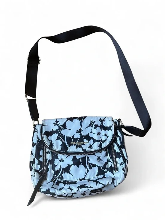 Karl Lagerfeld Paris Cara Messenger Floral Nylon Crossbody Bag Whimsigoth Medium