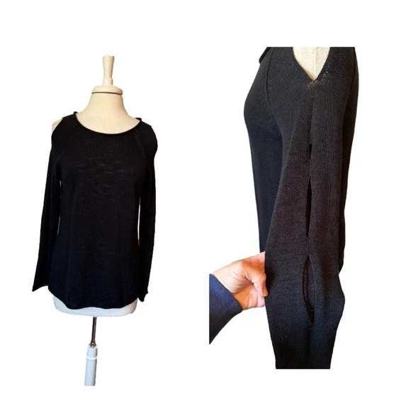 Caslon Womens XS Whimsigoth Cut‎ Out Long Sleeve Knit Sweater Grunge Sexy