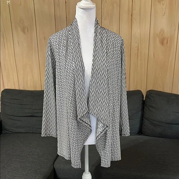 New‎ Directions Black & White Lace Back Open Cardigan Jacket M